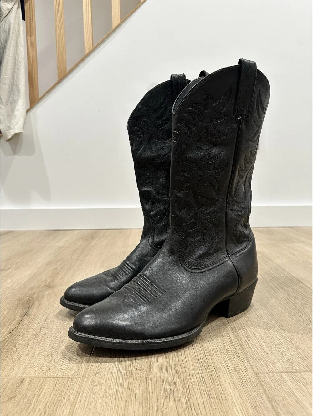 Ariat Mens Heritage 34770 Black Leather Pull-On Cowboy Western Boots Size 12 EE